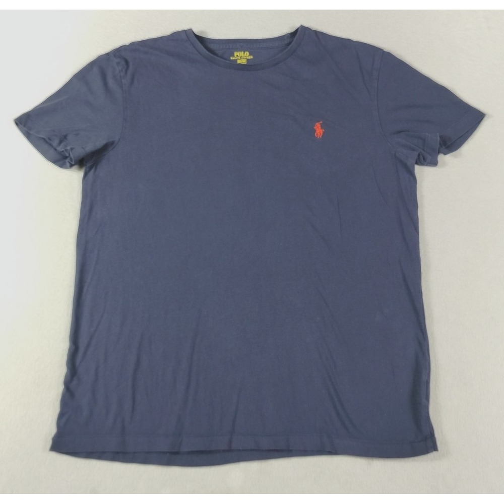 Polo Ralph Lauren Shirt Mens Medium Blue Pony‎ Logo Tee Tagless Crewneck Preppy